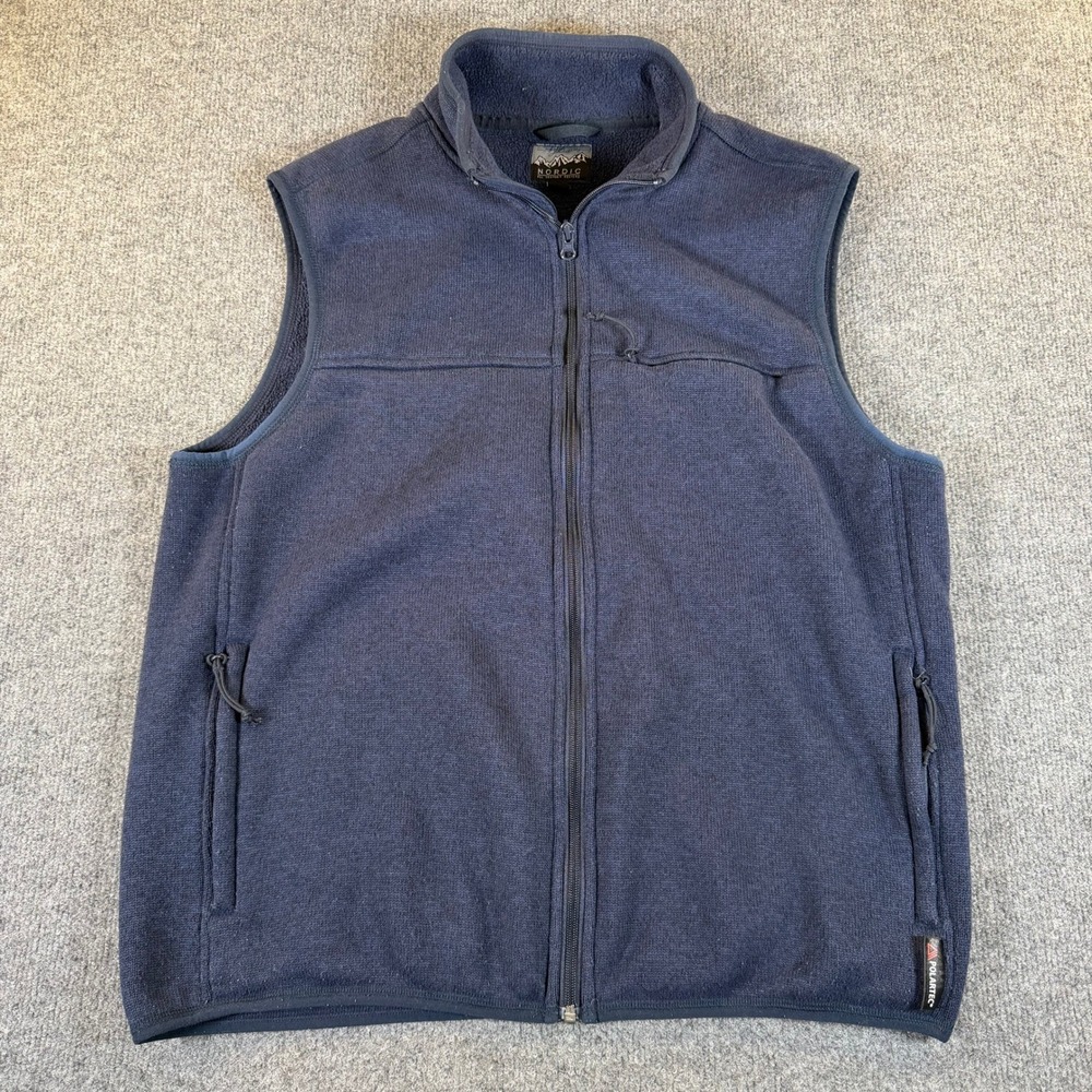 J.Crew Nordic Polartec Fleece Vest Mens XL Navy Blue Full Zip Outdoor #3276